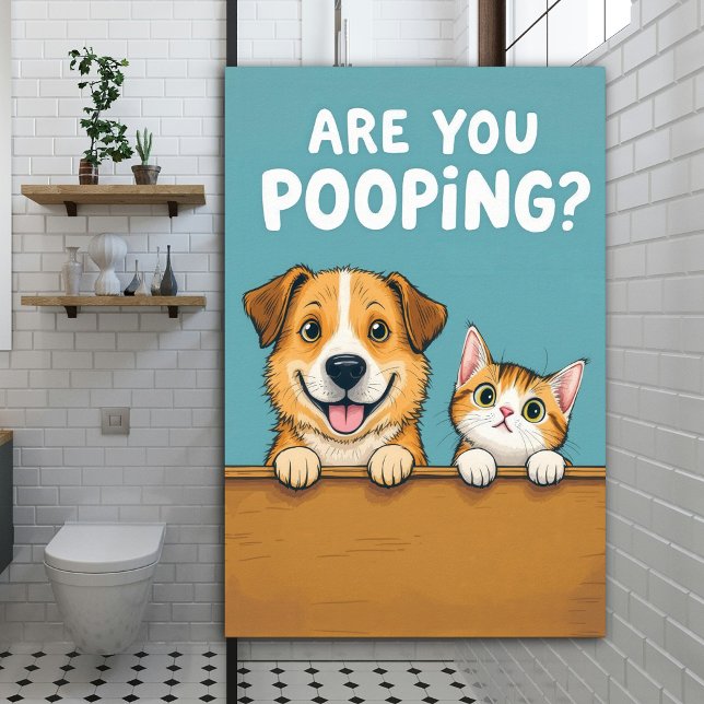 Póster ¿Estás Defecando? Lindo Perro y Gato Divertido (Subido por el creador)