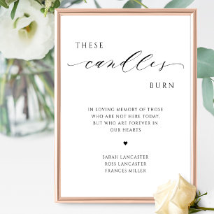 Póster Estas velas arden, en memoria Letrero de boda