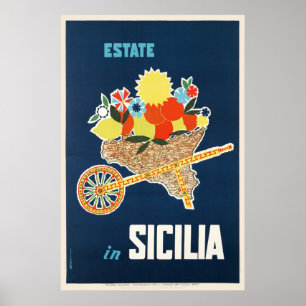 Póster Estate in Sicilia, Travel Poster