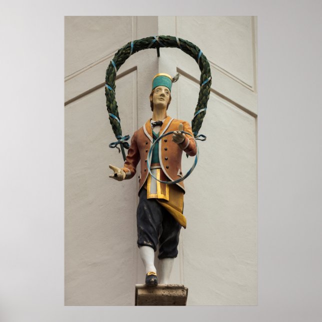 Póster Estatua Adorna Un Edificio, Baviera (Frente)