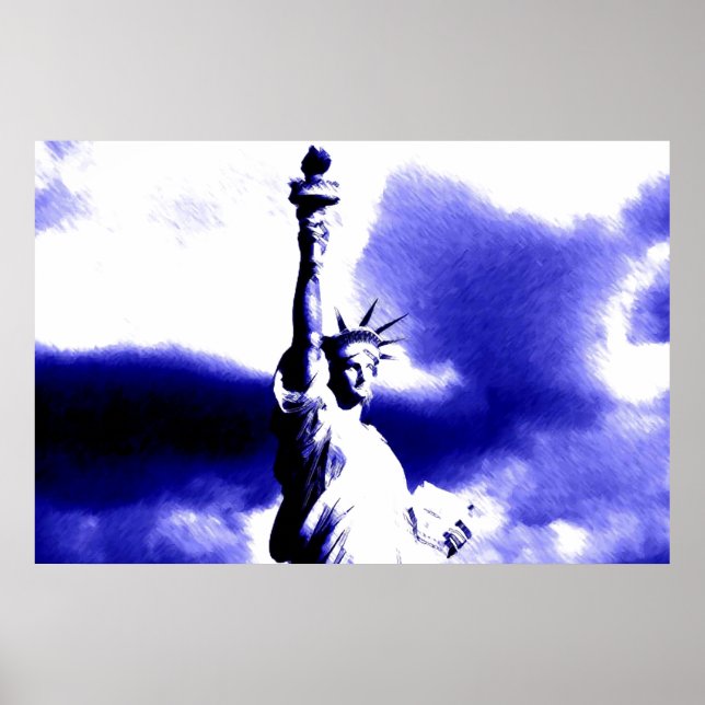 Póster Estatua azul de la libertad (Frente)