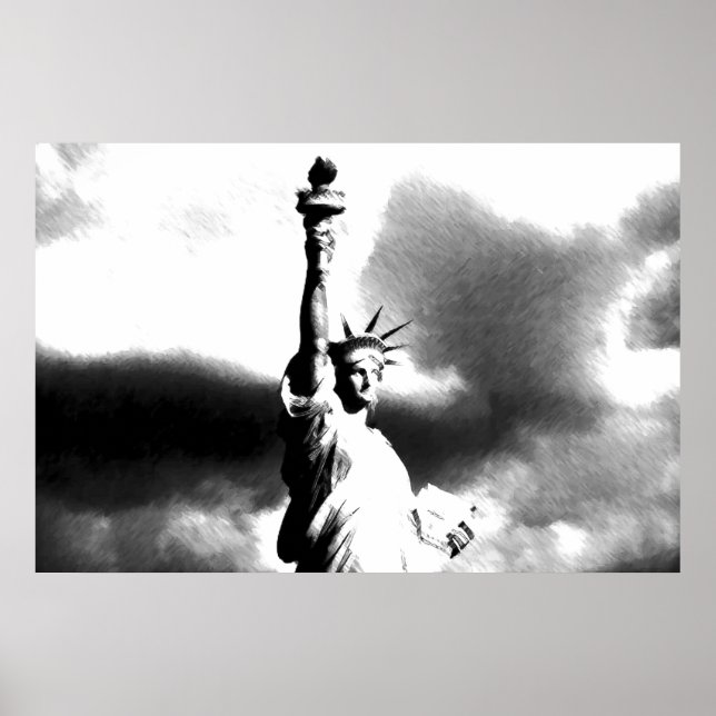 Póster Estatua blanca negra de la libertad en Nueva York (Frente)