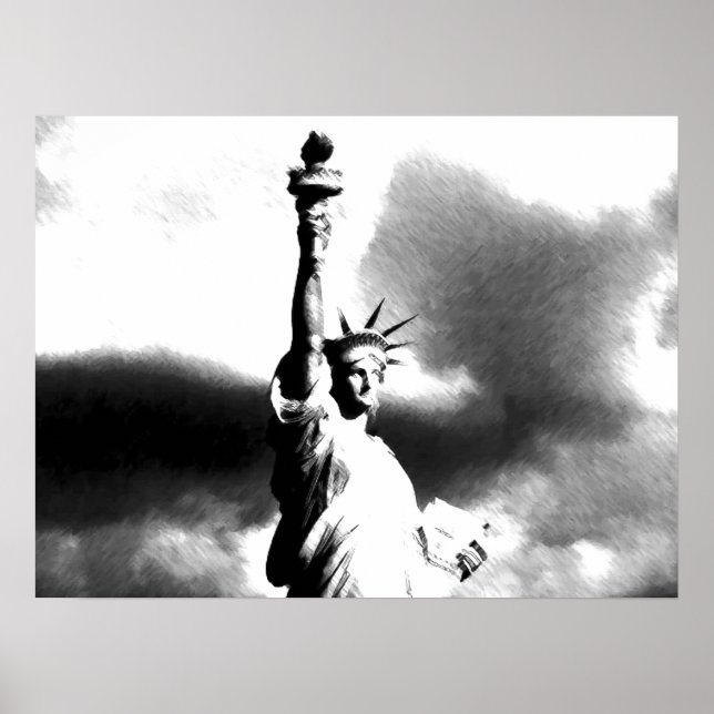 Póster Estatua blanca negra de la libertad en Nueva York (Frente)