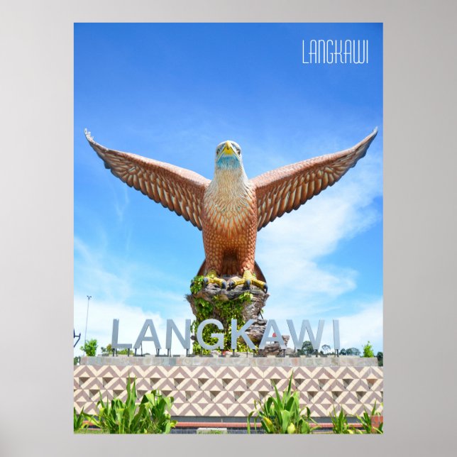 Póster Estatua de águila Langkawi Malasia recuerdo de vac (Frente)