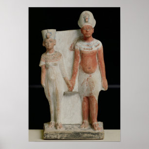 Póster Estatua de Amenophis IV y Nefertiti