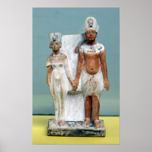 Póster Estatua de Amenophis IV y Nefertiti