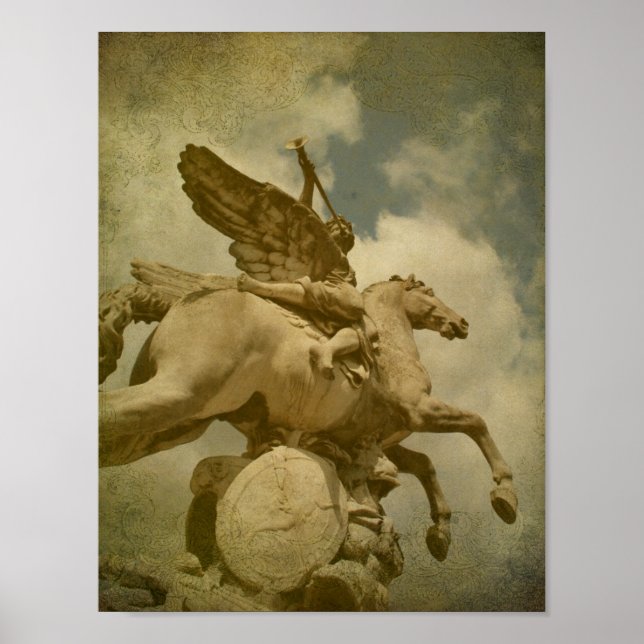 Póster Estatua de Ángel y Caballo (Frente)