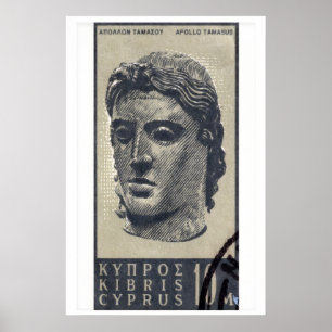 Póster Estatua de Apolo - Chipre - Sello Postal