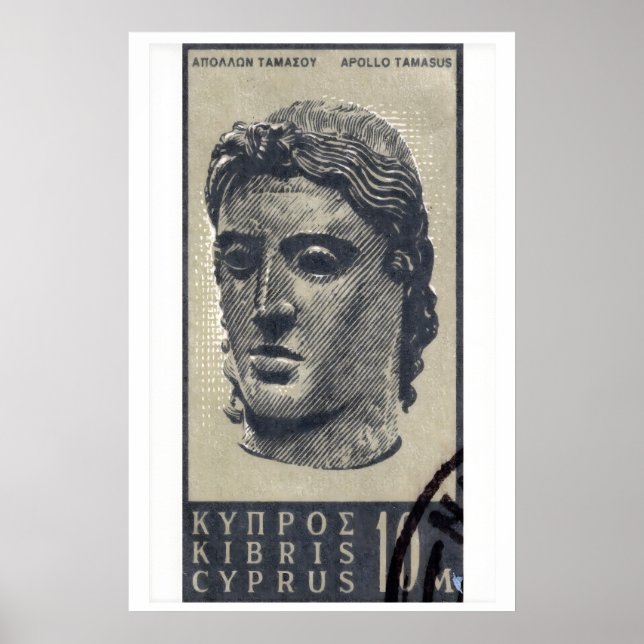 Póster Estatua de Apolo - Chipre - Sello Postal (Frente)