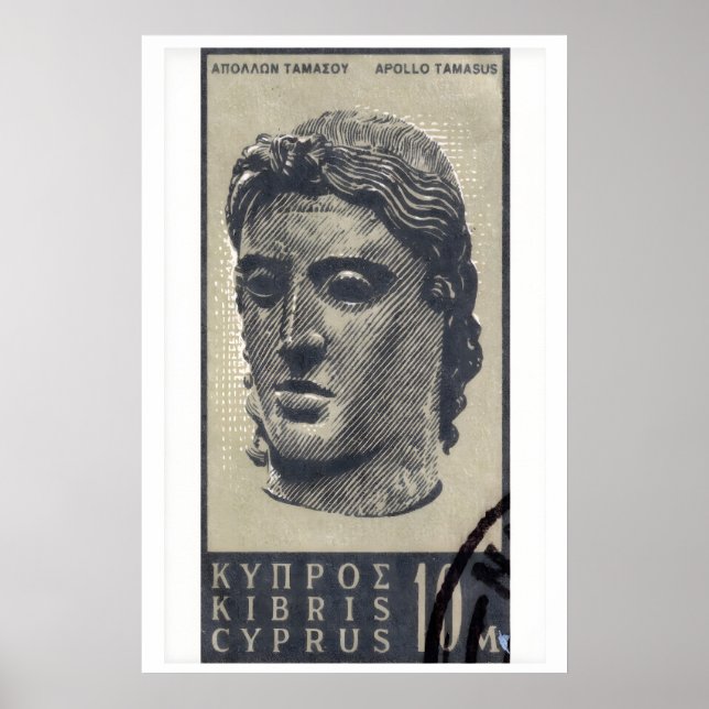 Póster Estatua de Apolo - Chipre - Sello Postal (Frente)