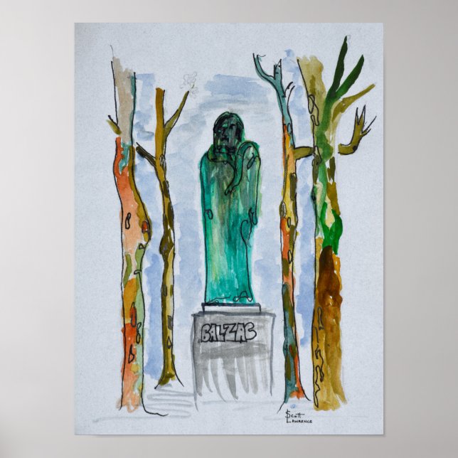 Póster Estatua de Balzac por Rodin | París, Francia (Frente)