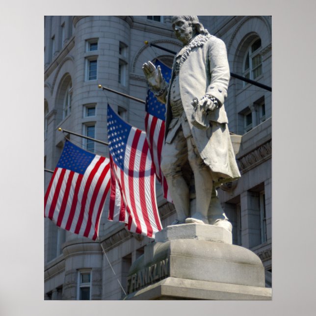 Póster estatua de Benjamin Franklin en Washington, DC (Frente)