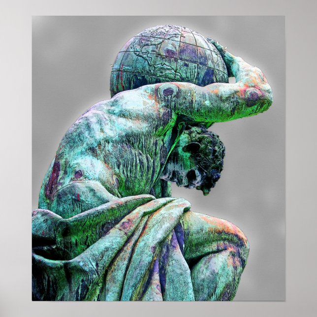 Póster Estatua de Bismarck, Berlín, Atlas del Dios griego (Frente)