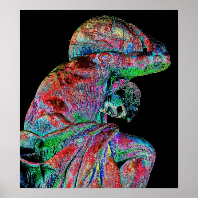 Póster Estatua de Bismarck, Berlín, Atlas del Dios griego (Frente)