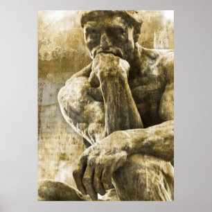 Póster Estatua de bronce apenada Auguste Rodin el