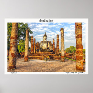 Póster Estatua de Buda, Wat Mahathat, Sukhothai