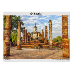 Póster Estatua de Buda, Wat Mahathat, Sukhothai