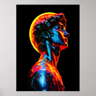 Póster Estatua de David de neón