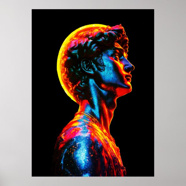 Póster Estatua de David de neón (Frente)
