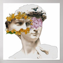 Estatua De David Michelangelo Floral Poster