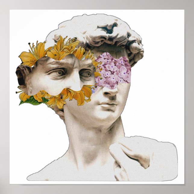 Póster Estatua De David Michelangelo Floral Poster (Frente)