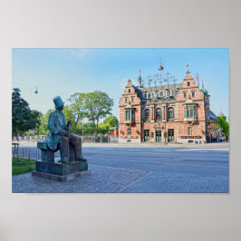 Póster Estatua de Hans Christian Andersen, Copenhague Din