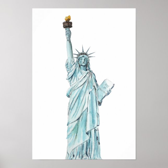 Póster Estatua de la acuarela de la Libertad (Frente)