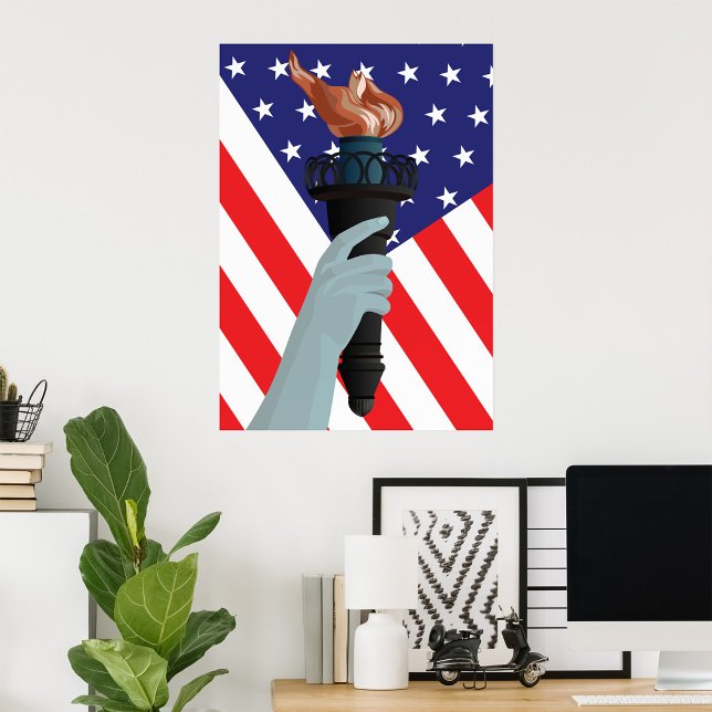 Póster Estatua de la Antorcha de la Libertad con bandera  (Subido por el creador)