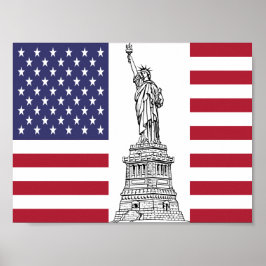 Póster Estatua de la Bandera de Estados Unidos, Poster de