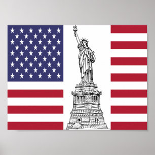 Póster Estatua de la Bandera de Estados Unidos, Poster de