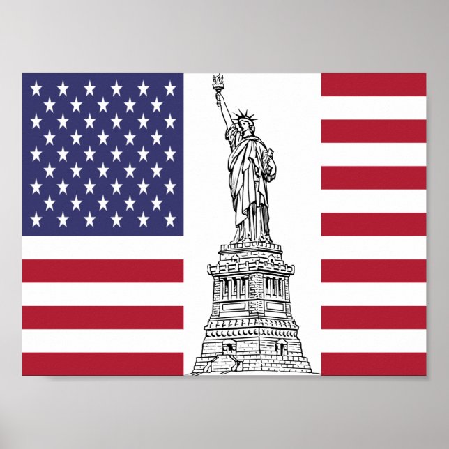 Póster Estatua de la Bandera de Estados Unidos, Poster de (Frente)