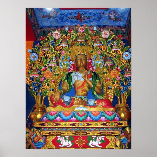 Póster Estatua de la diosa Tara Verde de la compasión (Frente)