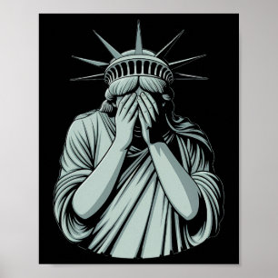 Póster Estatua de la Libertad América triste 