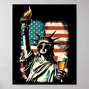 Póster Estatua de la Libertad de EE. UU. Fiesta de cervez