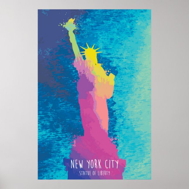 Póster Estatua de la Libertad de las Acuarelas (Frente)