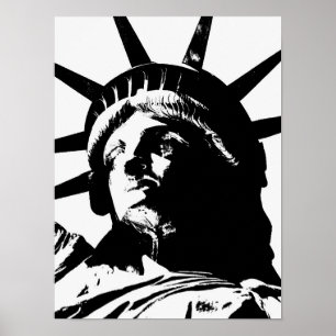 Póster Estatua de la Libertad del Pop blanco y negro