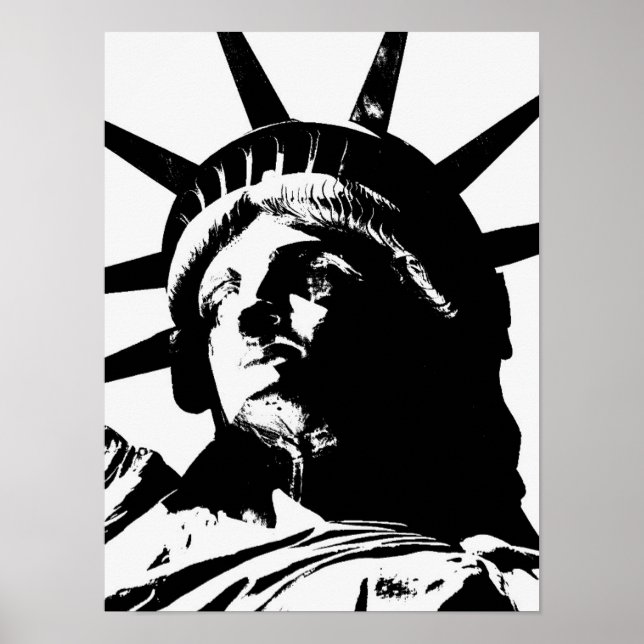 Póster Estatua de la Libertad del Pop blanco y negro (Frente)