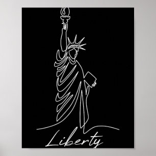 Póster Estatua de la Libertad Dibujada a Mano en una Líne