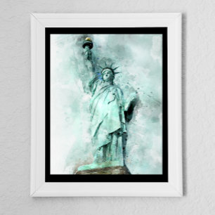 Póster Estatua de la Libertad en acuarela artística