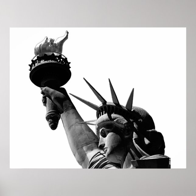 Póster Estatua de la libertad en blanco y negro (Frente)