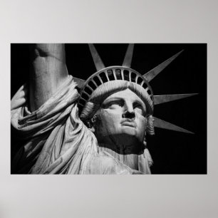 Póster Estatua de la Libertad en blanco y negro en primer