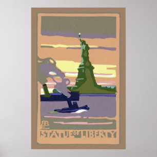 Póster Estatua de la Libertad en la ciudad de Nueva York,