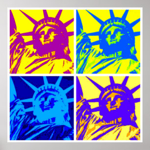 Póster Estatua de la Libertad estilo Pop Art Cuatro color