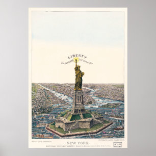 Póster Estatua de la libertad iluminando el mundo