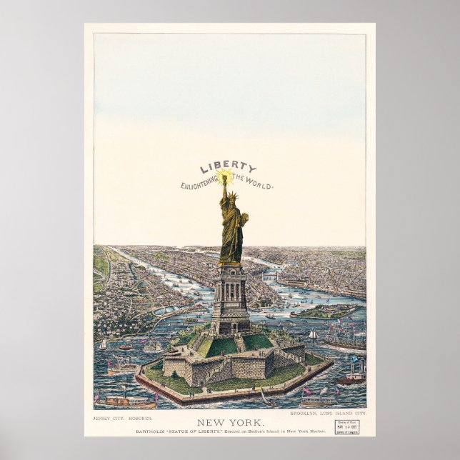 Póster Estatua de la libertad iluminando el mundo (Frente)