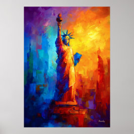 Póster Estatua de la Libertad Impresionista Nueva York Ar
