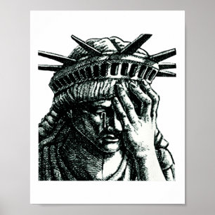 Póster Estatua De La Libertad Llorando Contra Trump No Se