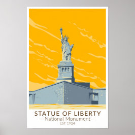 Póster Estatua de la Libertad Monumento Nacional Vintage
