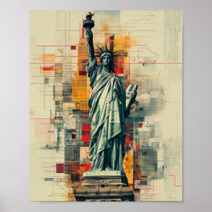 Póster Estatua de la Libertad Nueva York Estados Unidos