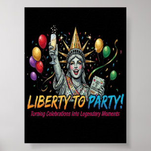 Póster Estatua de la Libertad para celebrar con diversión
